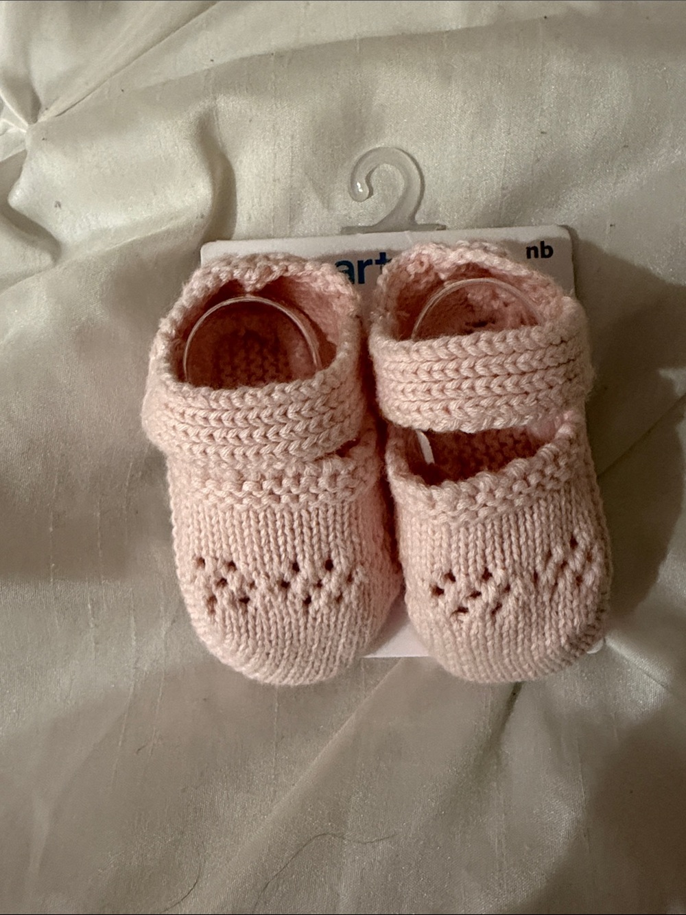 Carter's Soft Pink Knit Mary Jane Booties